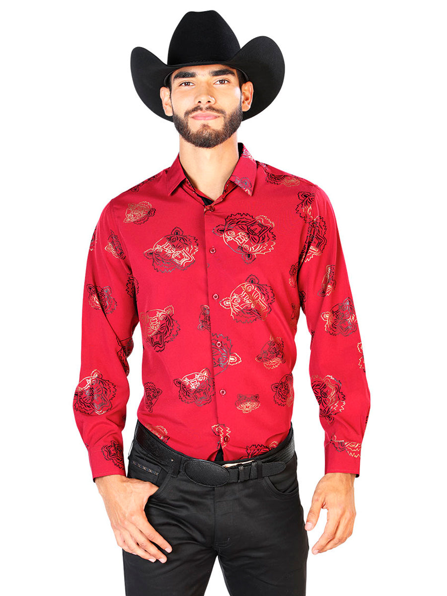 Red Casual Long Sleeve  Shirt 43829