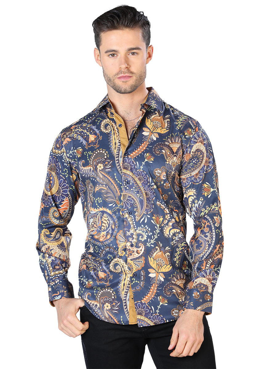 Camisa informal de manga larga negra y dorada plateada 44051