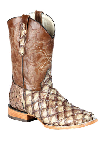 El General Men's Exotic Monster Fish Rodeo Boots - Cream 44114