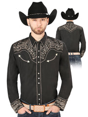 El General Embroidery Western Shirt Black/Gold 44198