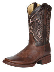 El General Men’s Leather Cowboy Boot - Made in Mexico - Brown 44655