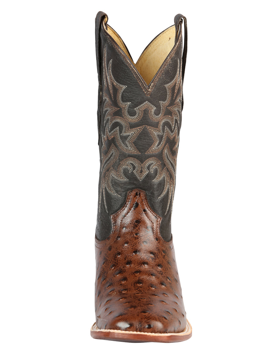 El Señor de los Cielos Men’s Rodeo Boot - Imitation Ostrich Leather - Brown 44934