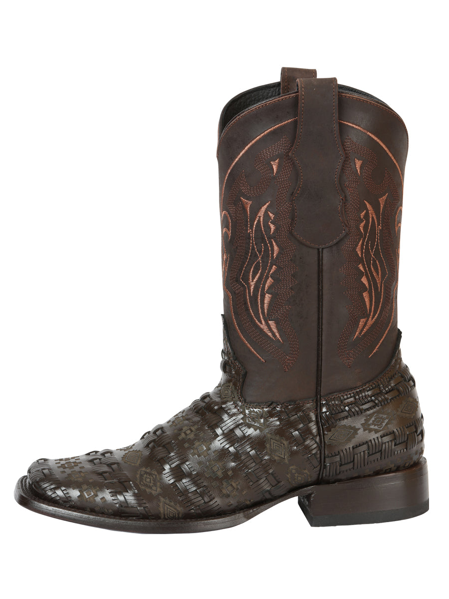 El General Men's Rodeo Boots Grecas Design - Brown 45014