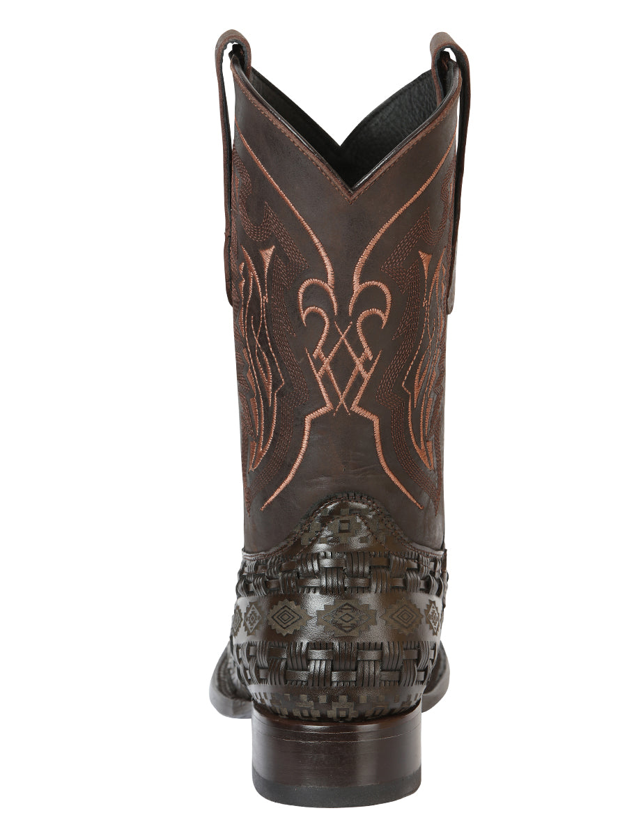 El General Men's Rodeo Boots Grecas Design - Brown 45014