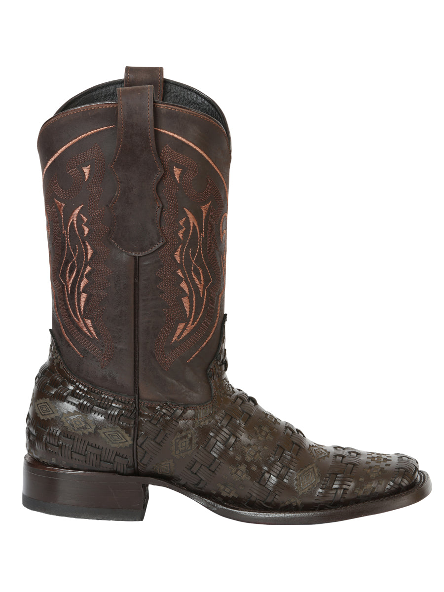 El General Men's Rodeo Boots Grecas Design - Brown 45014