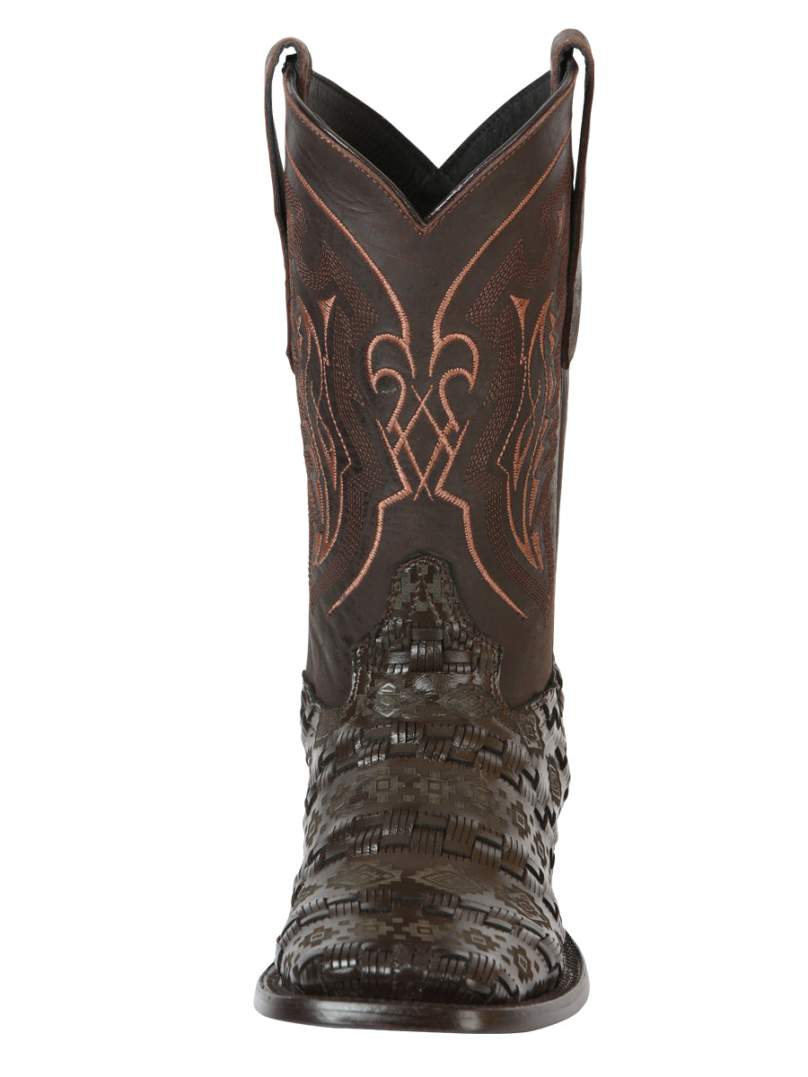 El General Men's Rodeo Boots Grecas Design - Brown 45014