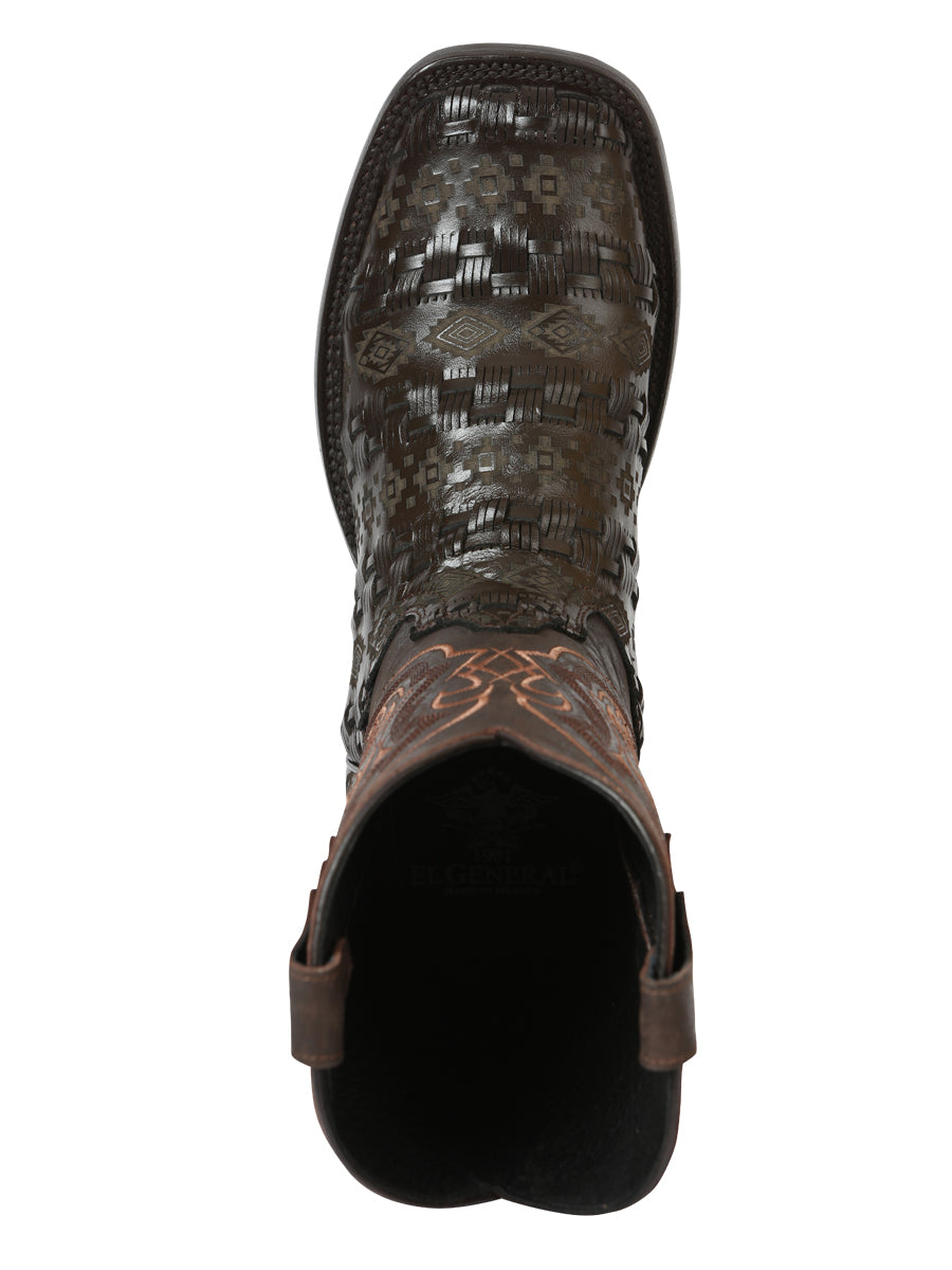 El General Men's Rodeo Boots Grecas Design - Brown 45014