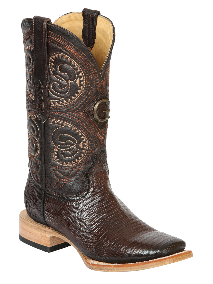 El General Men's Exotic Lizard Rodeo Cowboy Boots - Brown 45070