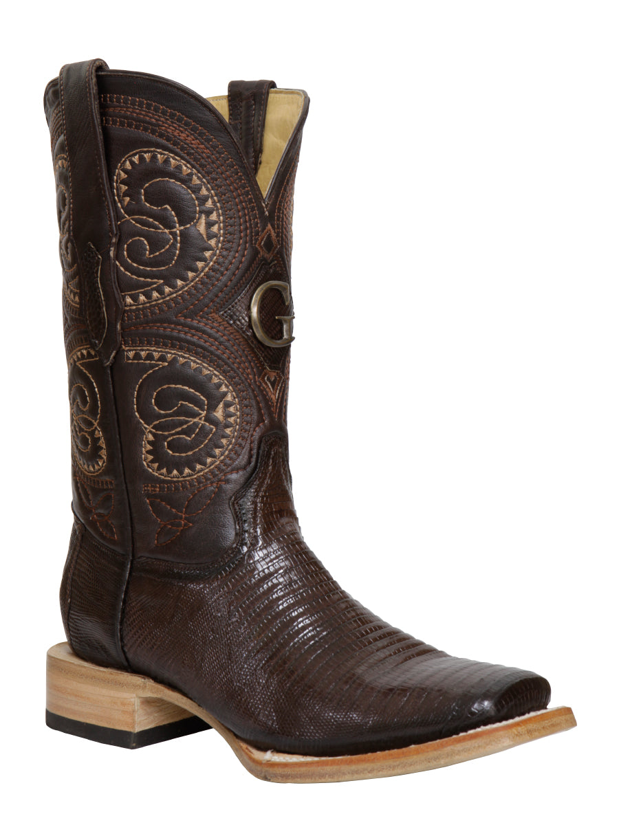 El General Men's Exotic Lizard Rodeo Cowboy Boots - Brown 45070