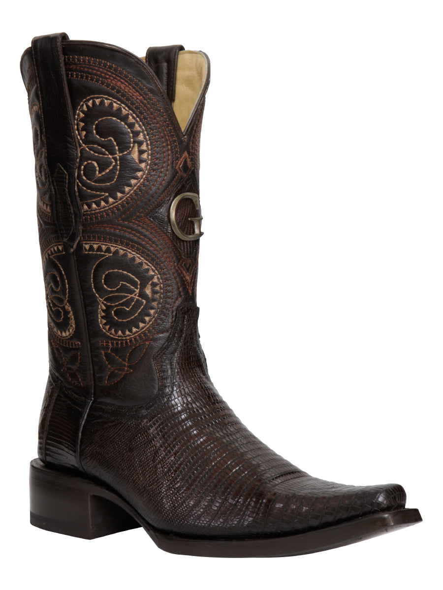 El General Men’s Exotic Lizard Cowboy Boots – Brown – Style 45073