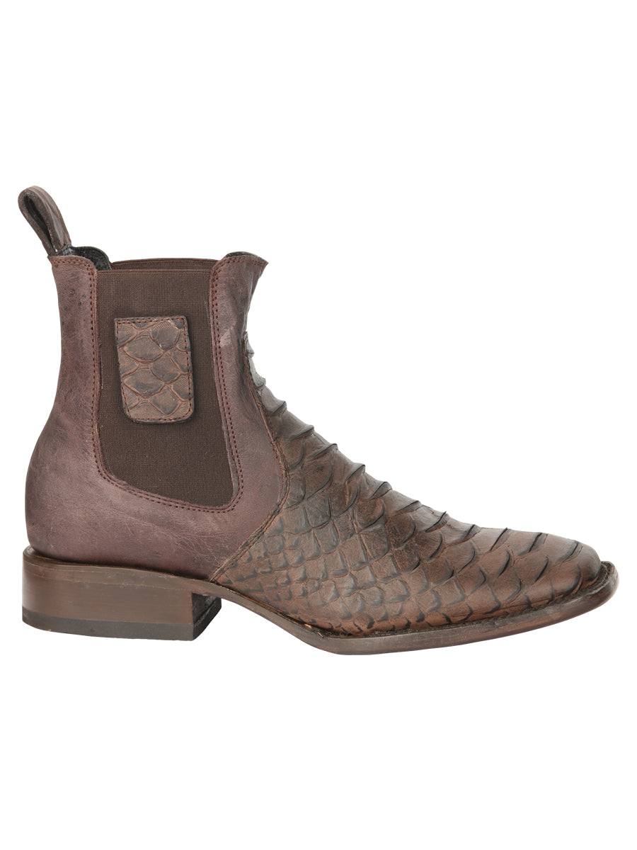 El General Men’s Python Imitation Brown Ankle Boots 45092