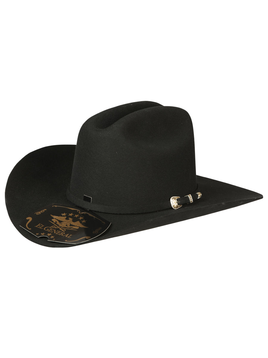 El General 50x Premium Wool Cowboy Hat - "Sinaloa" Black 45247