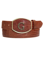El General Men’s Exotic Genuine Lizard Western Cowboy Belt - Cognac 45298