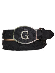 El General Exotic Monster Fish Leather Belt - Black 45309