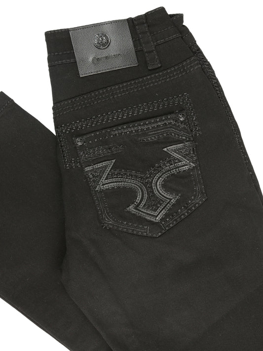 Centenario Men's Black Denim with Dark Embroidered Details 45312