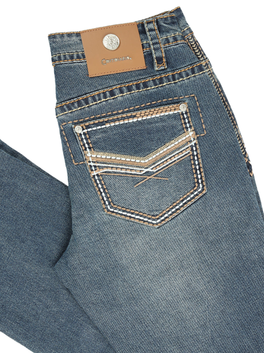 Centenario Men's Blue Denim with Embroidered Details 45314