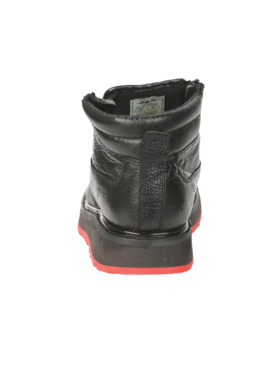 El General Men’s Ankle Boots with Zipper - Black/Red Petatillo Leather 45402