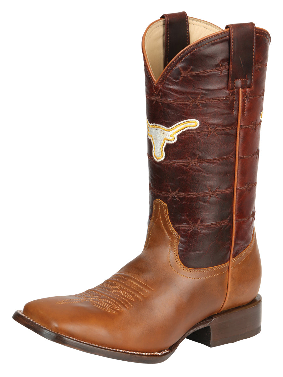 Jar Boots Men's Leather Cowboy Boots - Made in Mexico - Cognac Brown 45476