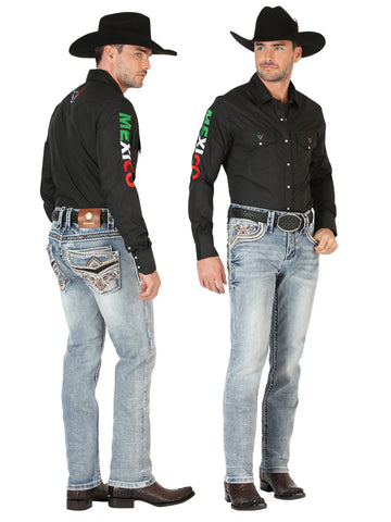 Centenario GOLD Men's Premium Denim Boot Cut Pants - Black 45532