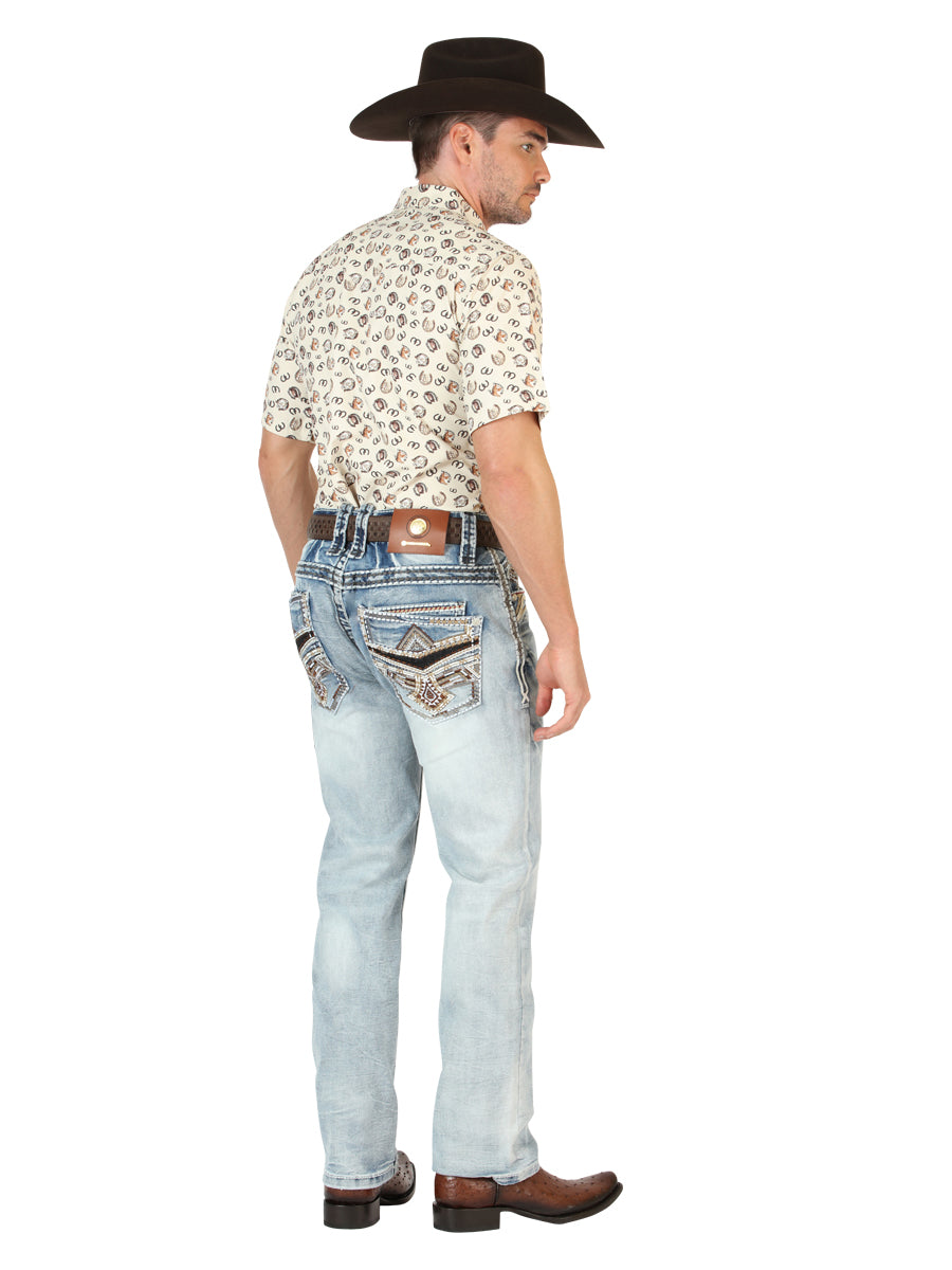 Centenario Men's Premium Denim Boot Cut Pants - Medium Blue 45533