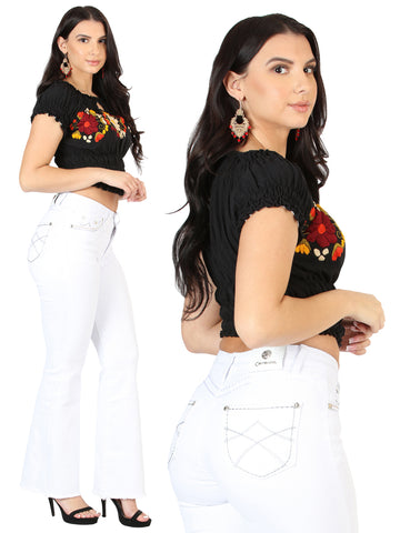 Centenario Women's White Bootcut Denim Jeans 45545