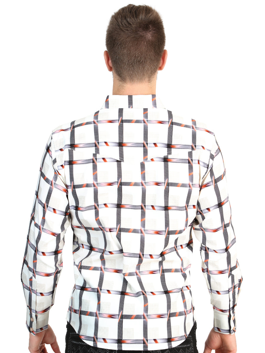 El General Men’s Long Sleeve Western Shirt - White 45599