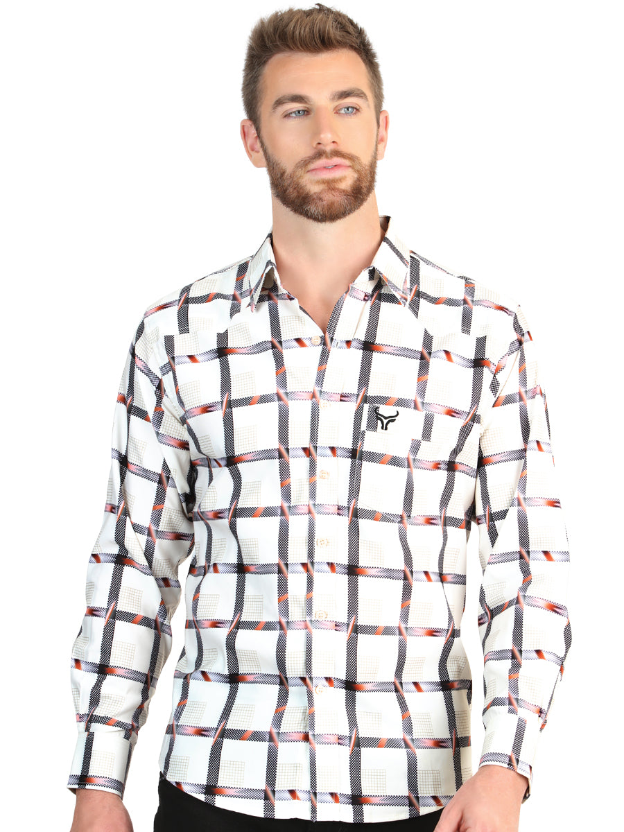 El General Men’s Long Sleeve Western Shirt - White 45599