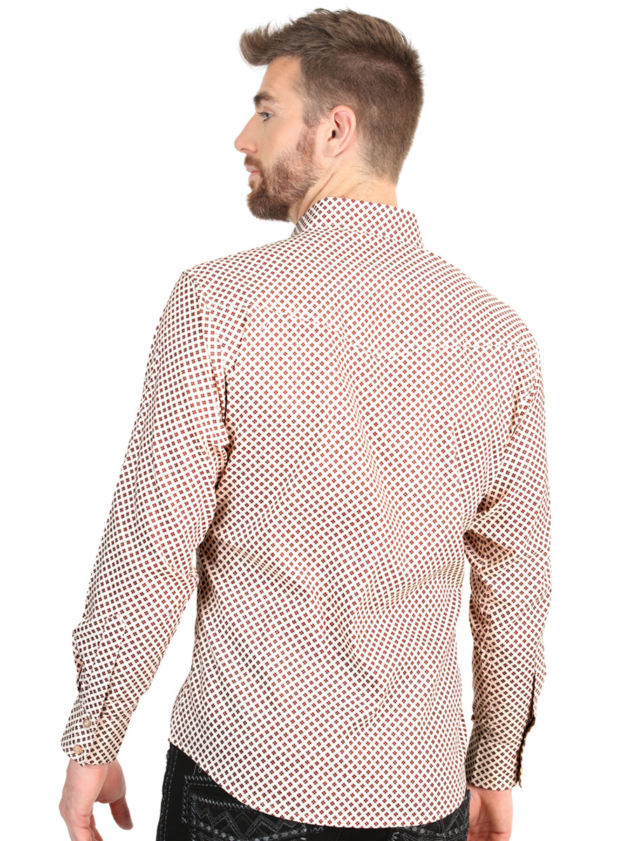 El General Men’s Slim Fit Long Sleeve Western Shirt - Khaki 45601