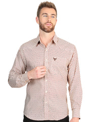 El General Men’s Slim Fit Long Sleeve Western Shirt - Khaki 45601