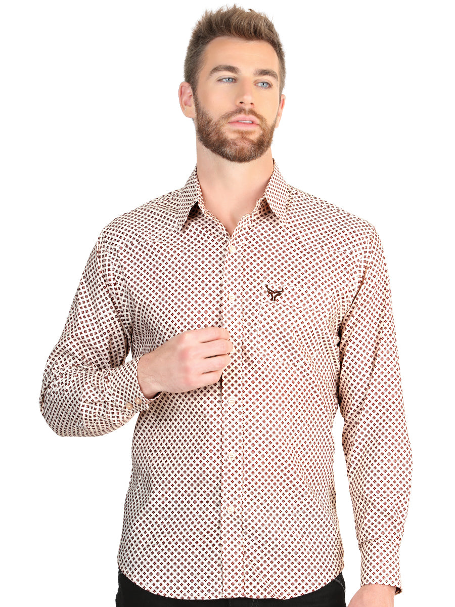 El General Men’s Slim Fit Long Sleeve Western Shirt - Khaki 45601