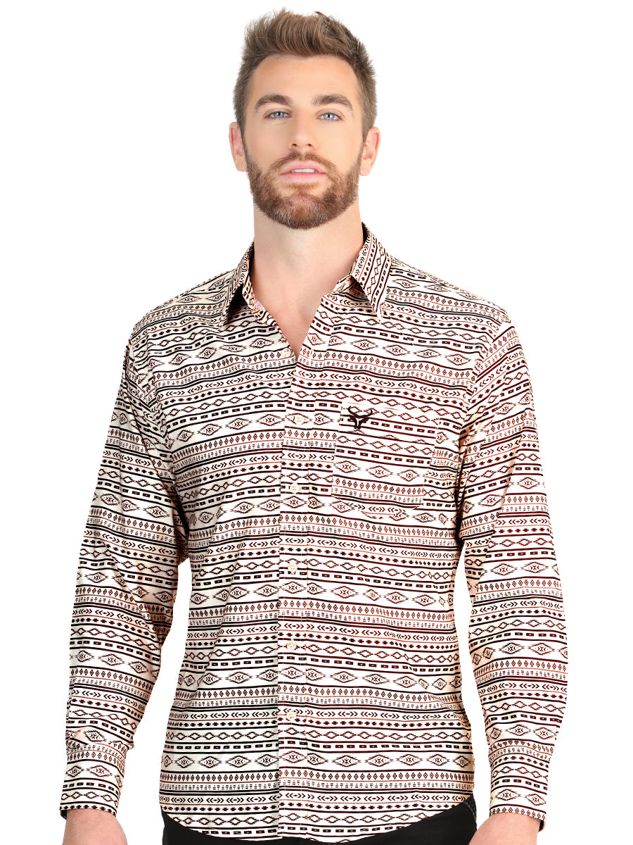El General Men’s Long Sleeve Western Shirt - Khaki 45602