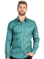 El General Men’s Slim Fit Long Sleeve Western Shirt - Mint 45605