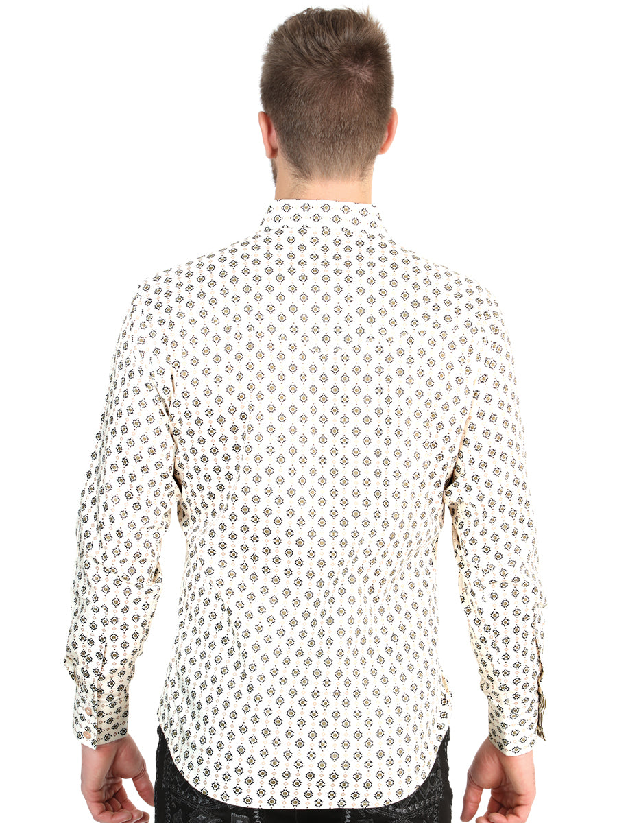 El General Men’s Slim Fit Long Sleeve Western Shirt - Beige 45606