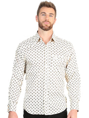 El General Men’s Slim Fit Long Sleeve Western Shirt - Beige 45606