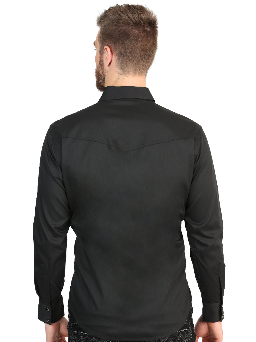 El General Men’s Long Sleeve Western Shirt - Black Stretch
 45612
