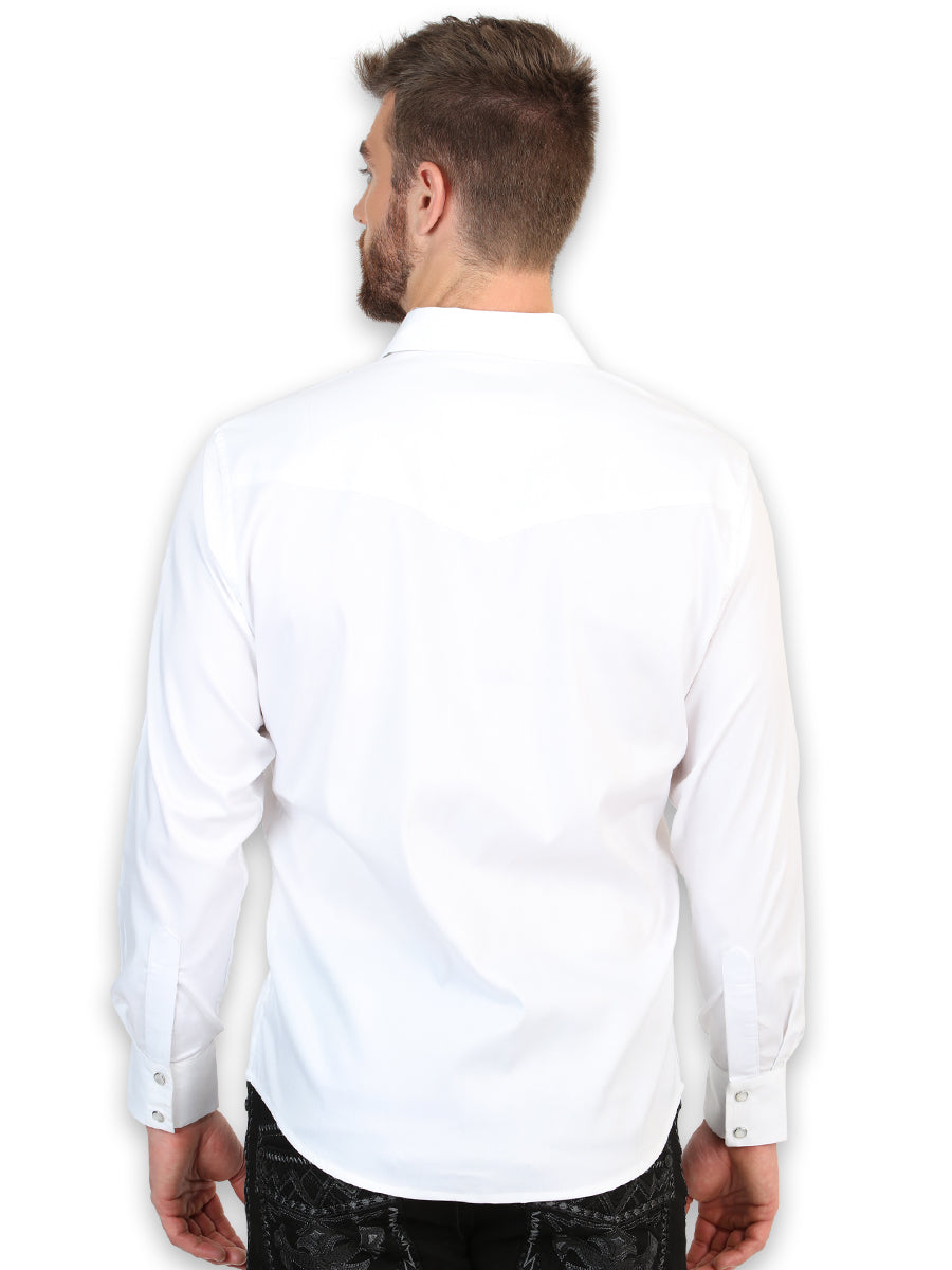 El General Men’s Slim Fit Long Sleeve Western Shirt - White 45613