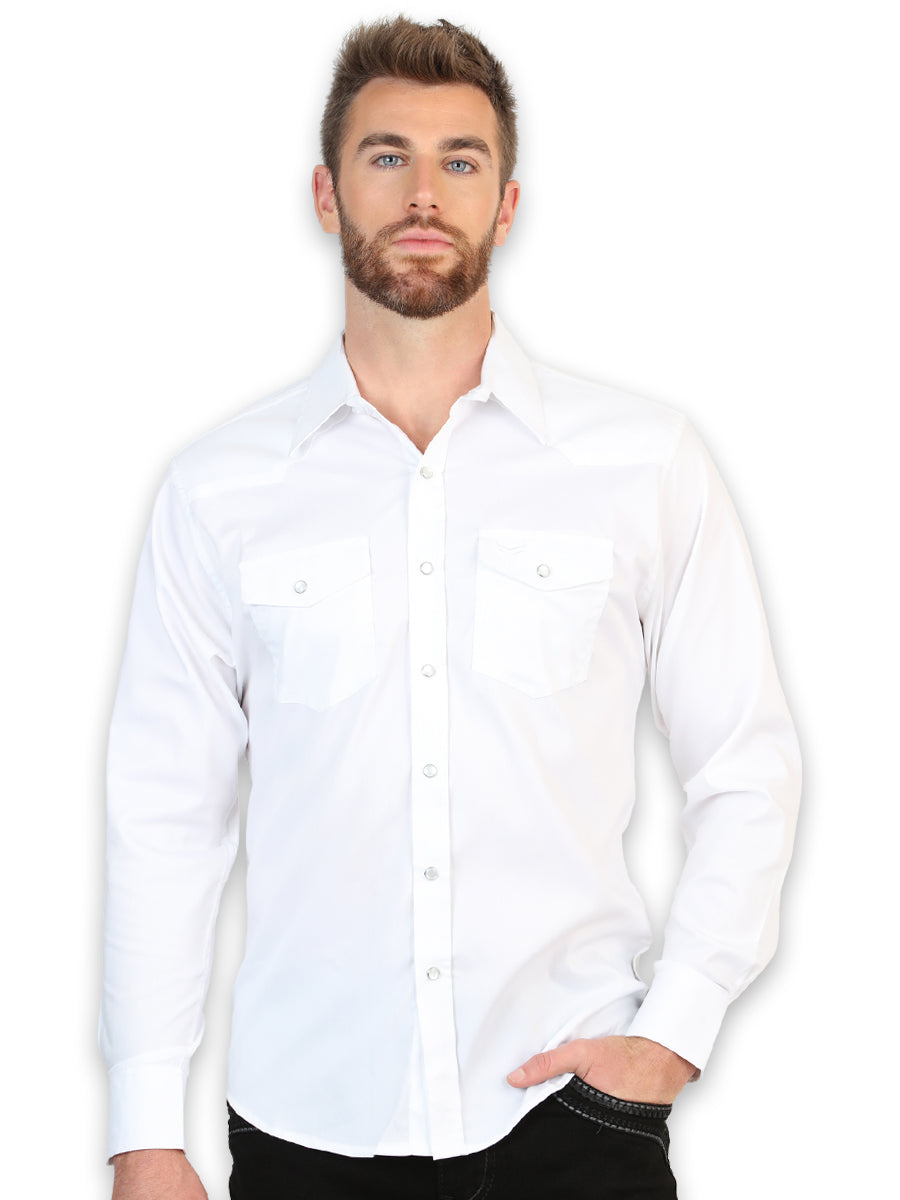 El General Men’s Slim Fit Long Sleeve Western Shirt - White 45613