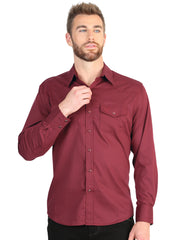 El General Men’s Long Sleeve Western Shirt - Burgundy Stretch
 45615