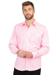 El General Men’s Long Sleeve Western Shirt - Light Pink Stretch 45618
