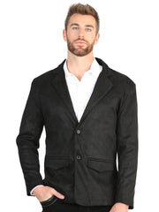 El General Men’s Black Suede Western Blazer 45635