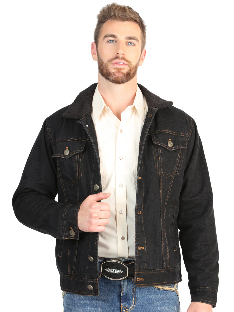 El General Men’s Black Denim Sherpa-Lined Jacket 45641 – El General ...