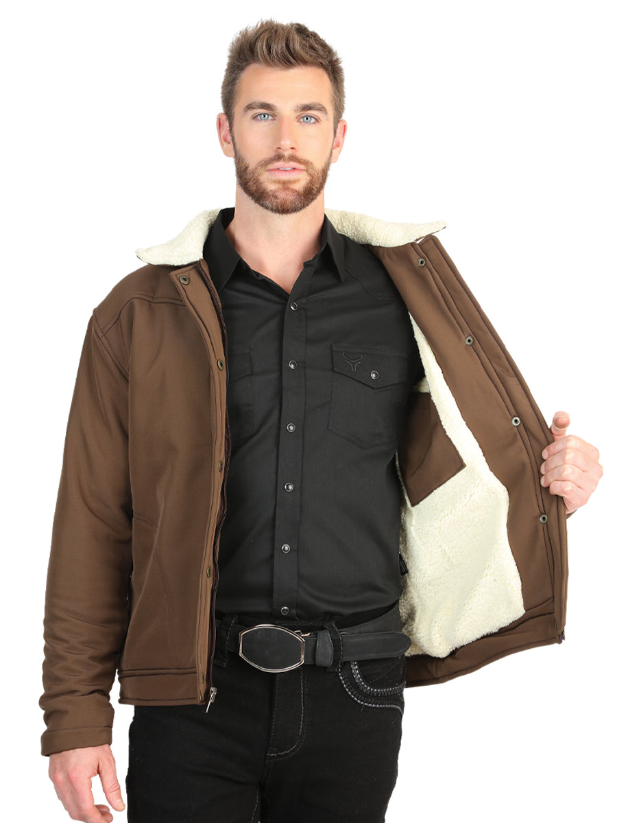 El General Men’s Brown Sherpa-Lined Soft Shell Jacket 45643
