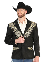 El General Men’s Suede Western Embroidered Blazer - Black
 45647