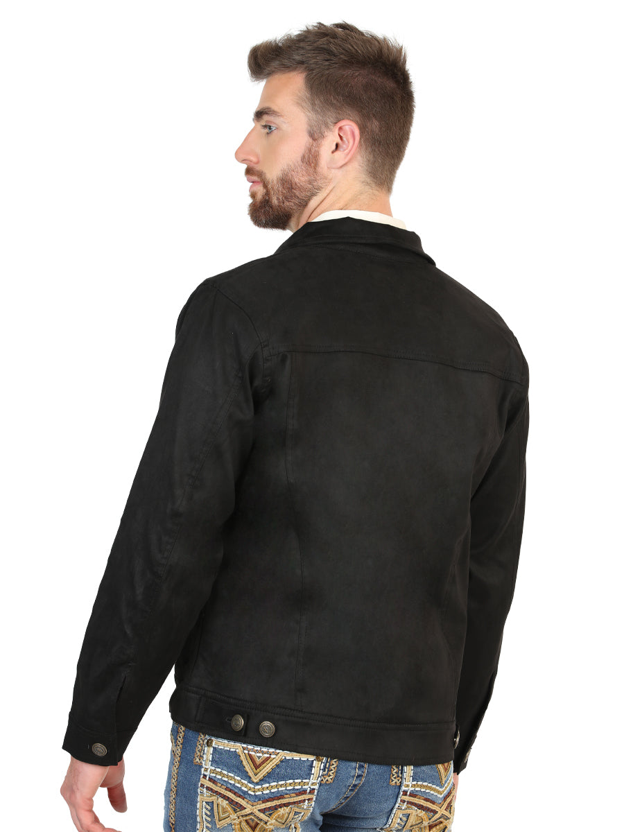 El General Men’s Suede Buttoned Western Jacket - Black 45650