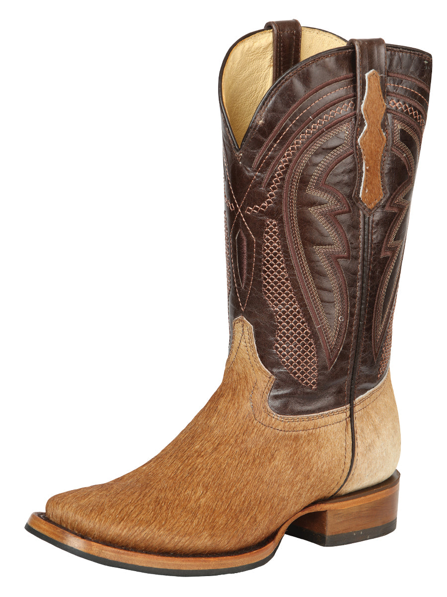 El General Men’s Leather Cowboy Boot -Made in Mexico - Cowhide Honey Brown 45669