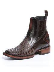 El General Men's Leather Ankle Boot with Zipper - Made in Mexico-  Brown 45671