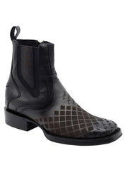 El General Men's Leather Ankle Boot with Zipper - Made in Mexico - Gray 45674