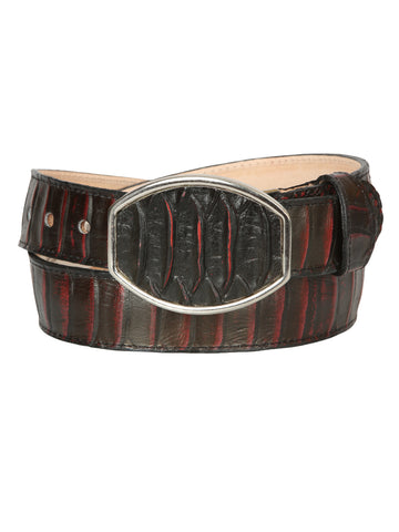 El General Men’s 100% Leather Western Belt - Made in Mexico - Red Snake Print 45676