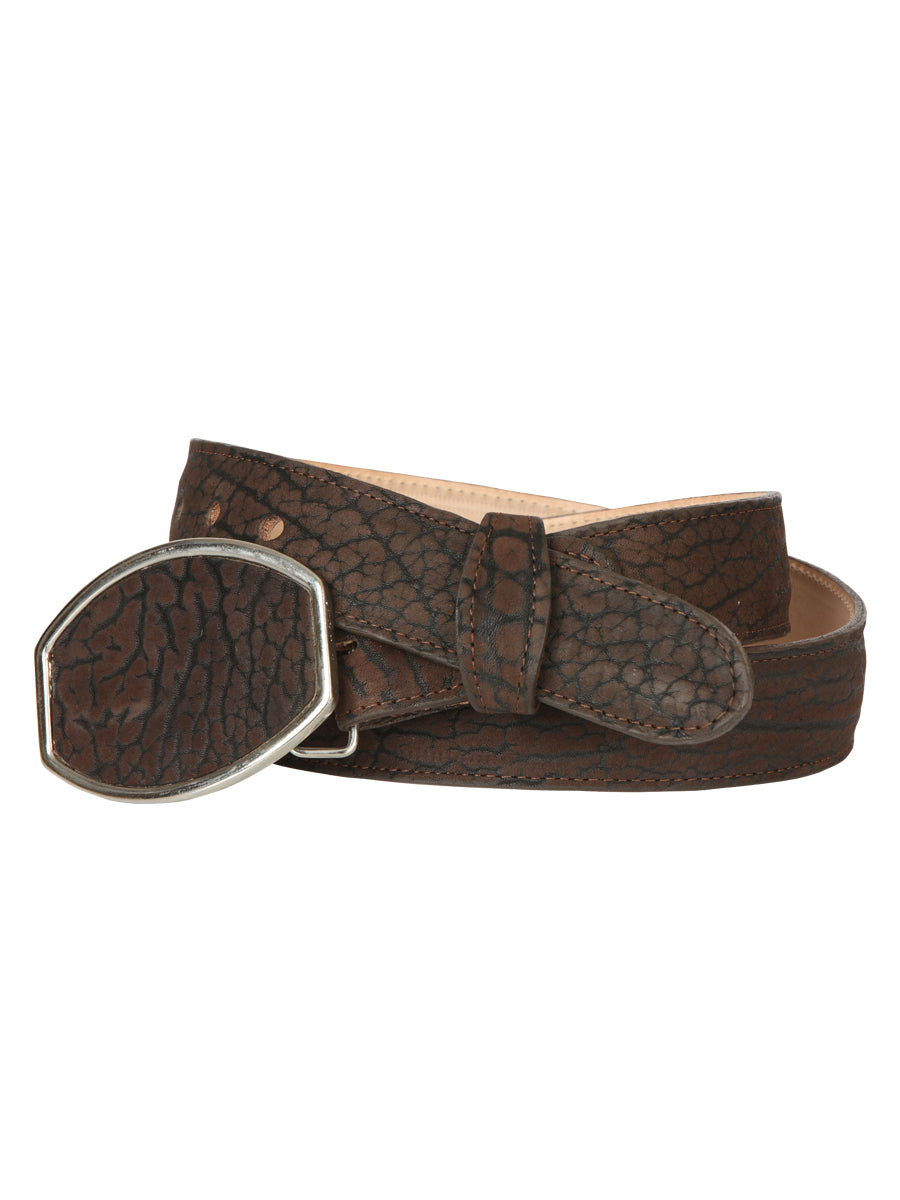 El General Men’s Western Belt - Bull Neck Print - Brown 45677