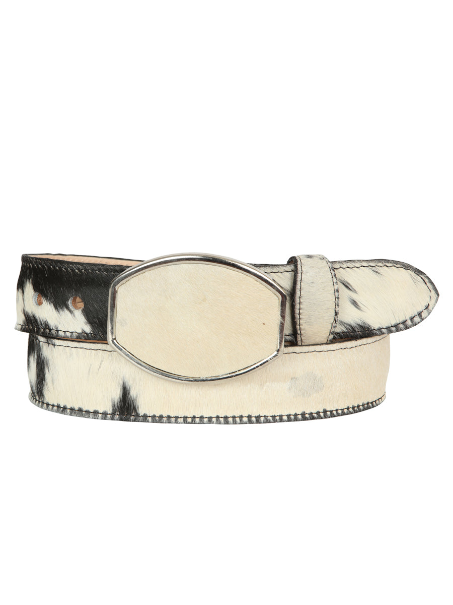 El General Men’s Western Belt - Cowhide Hair Print - Black/White 45681